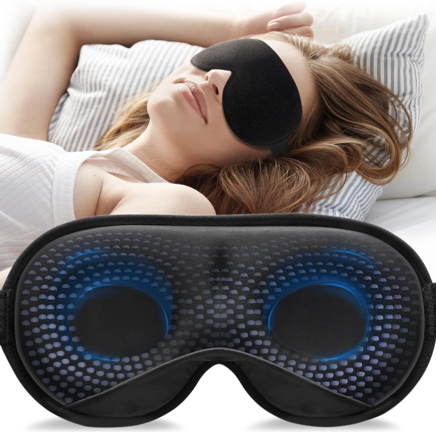 YFONG 3D Weighted Sleep Mask, (4.2oz/120g), Black
